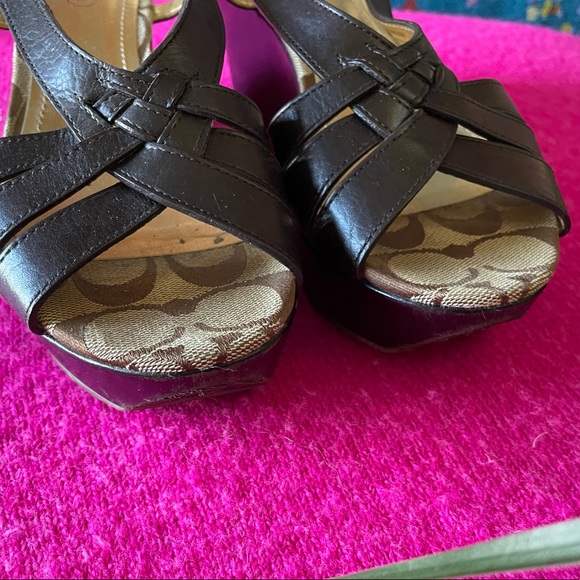 Coach Mollie Brown Leather Wedge Slingback Sandal - Size 6 - Picture 5 of 14